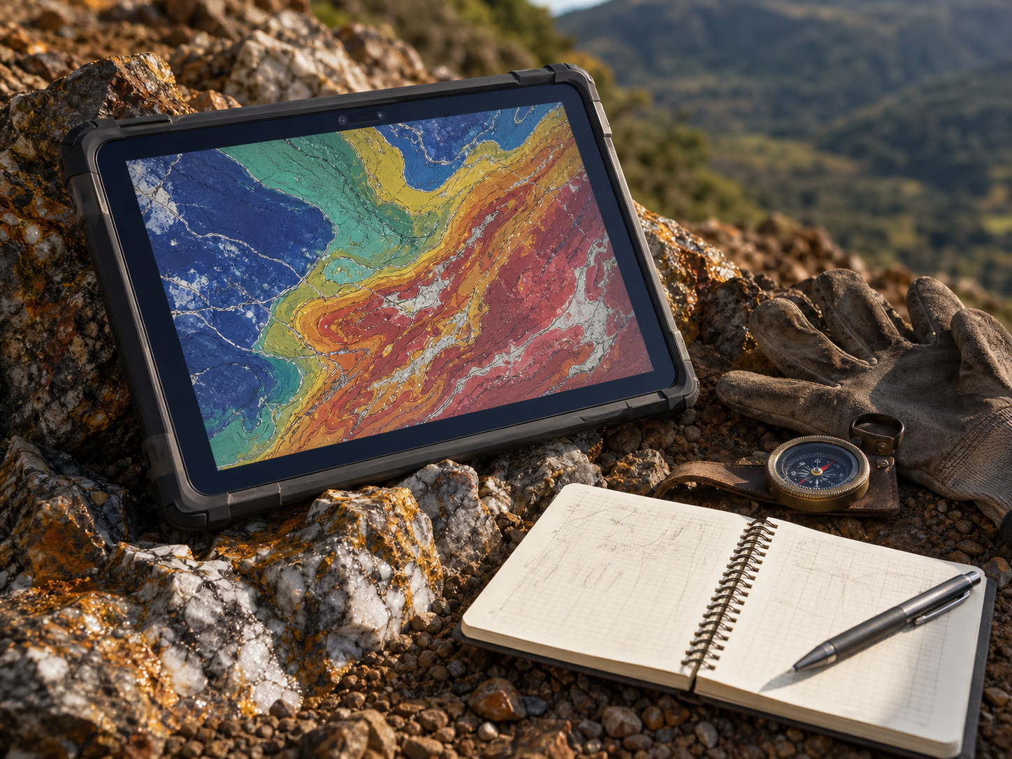 Mapa preditivo geológico em tablet de campo
